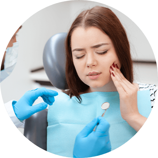 person having mouth pain within the dental center